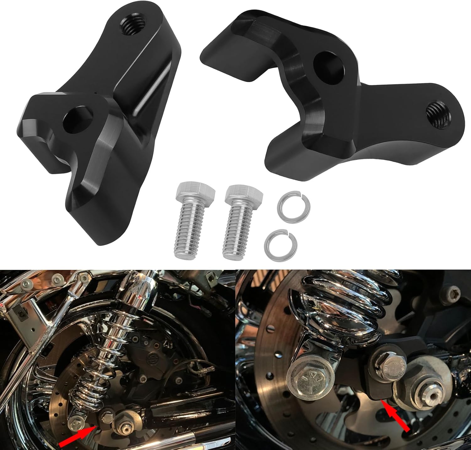 1 Inch Lowering Blocks Kit Compatiable for 2009-2024 2025 Harley Touring Electra Glide Road Glide Road King Street Glide Classic Special Custom CVO FLHXS FLHRXS FLTRXS