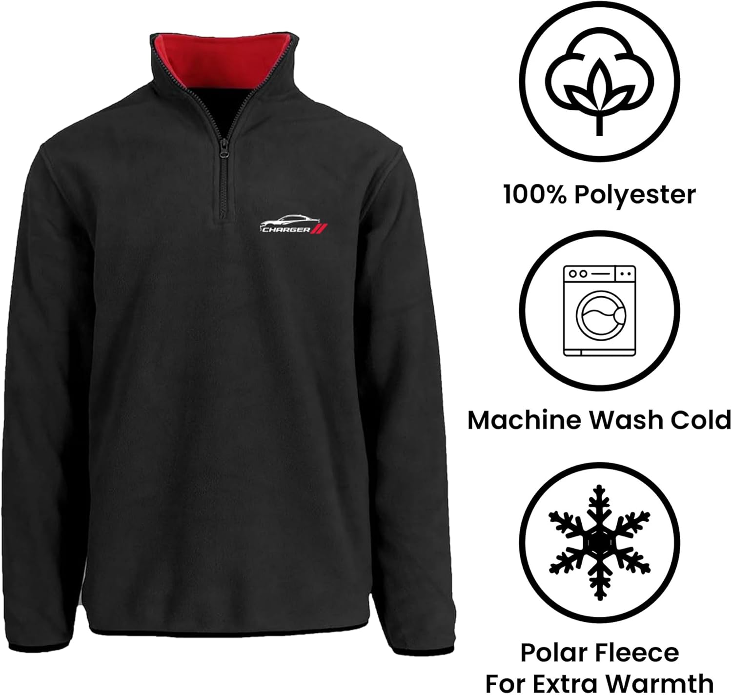 JH DESIGN GROUP Men’s Dodge Charger Quarter Zip Fleece Sweatshirt Jacket