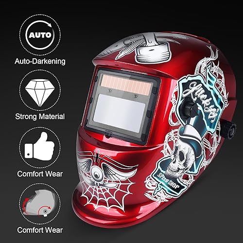 Miniatura 7 de Máscara de oscurecimiento automático con casco de color real de soldadura con rango de sombra ajustable 49-13 para campana de soldadura TIG MIG ARC..