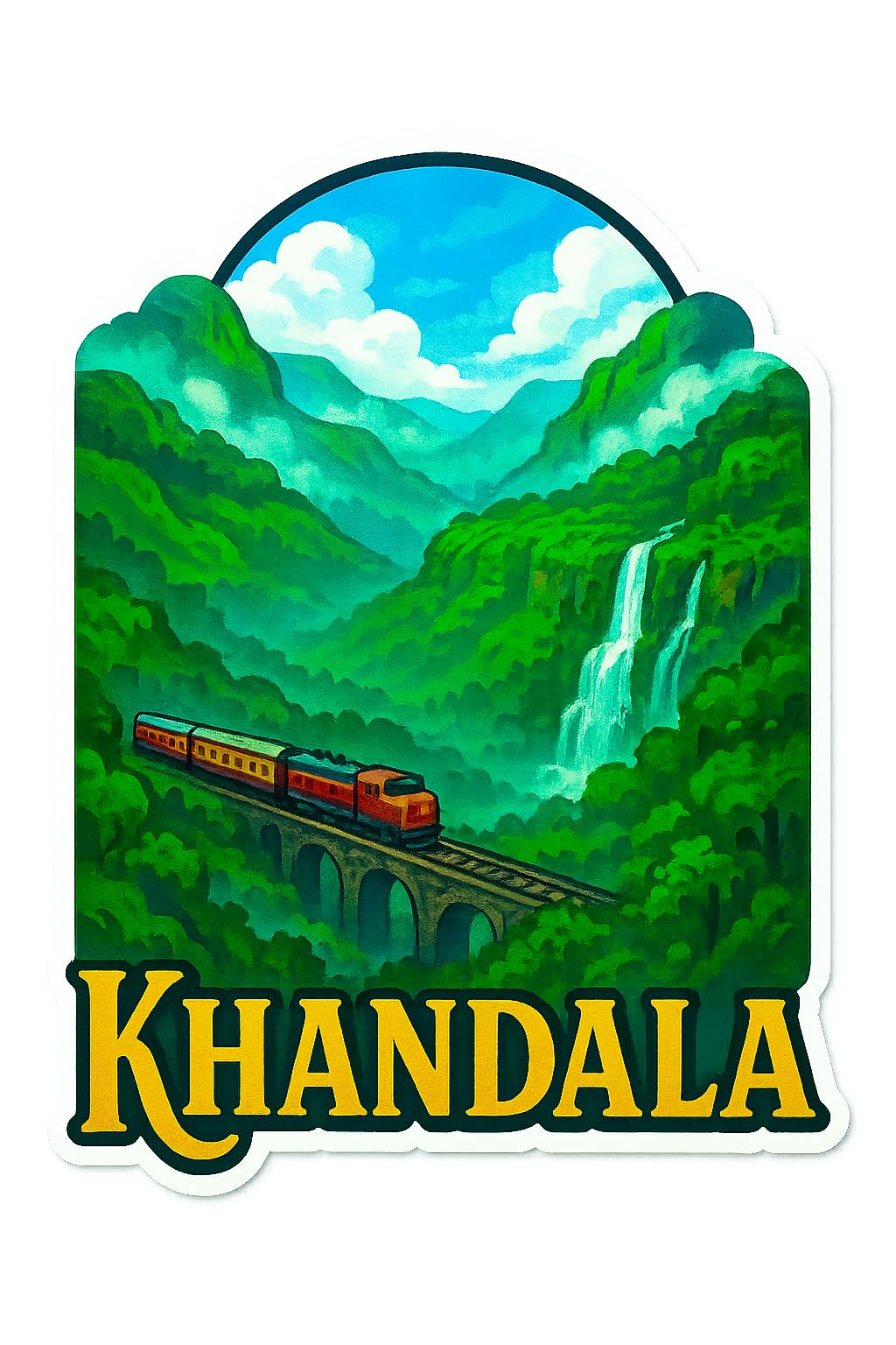 hello miniworld khandala fridge magnet – print with sparkle effect matte lamination | 6mm mdf backing & round magnet | hill station souvenir