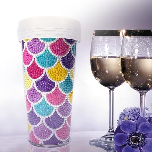 Miniatura 3 de Kit de pintura de diamantes, vaso de pintura de diamante hecho a mano, kits de pintura de diamantes para adultos, taza de agua pintada con diamante,