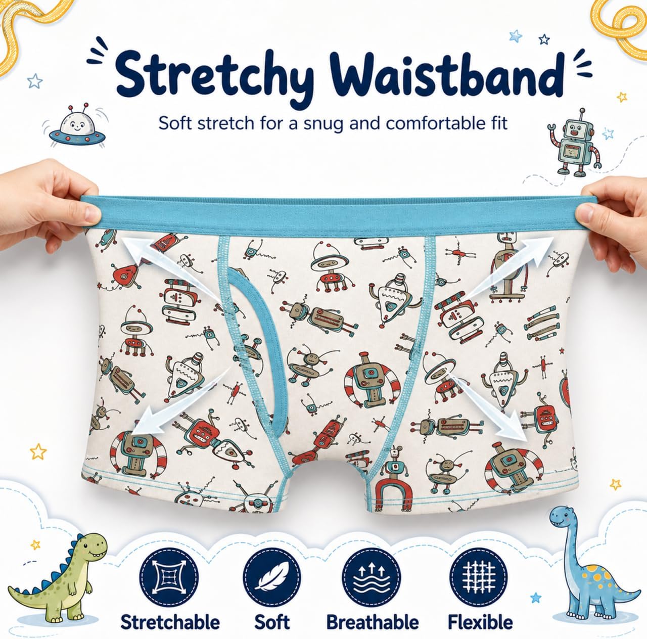 Boys Boxer Briefs Cotton Kids Toddler Underwear 10-Pack Soft Breathable Underwears
