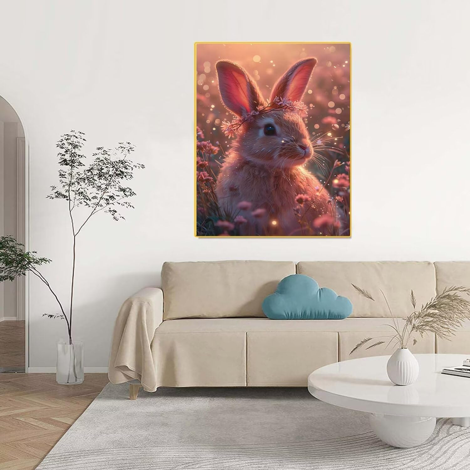 Peinture Par Numéros Adulte "Prairie Lapin" - Kit Toile 20x30cm, Peintures Acryliques, 3 Pinceaux - 12