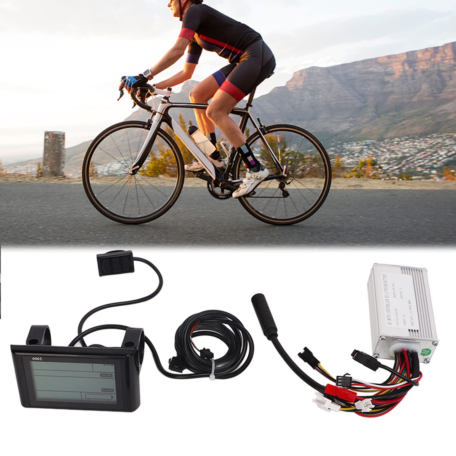 BuyWeek Kit Controller Bici Elettrica, 36V 48V 250W 15A Controller Motore Brushless in Lega di Alluminio Regolatore di Velocità con S900 Pannello LCD e Acceleratore a Pollice