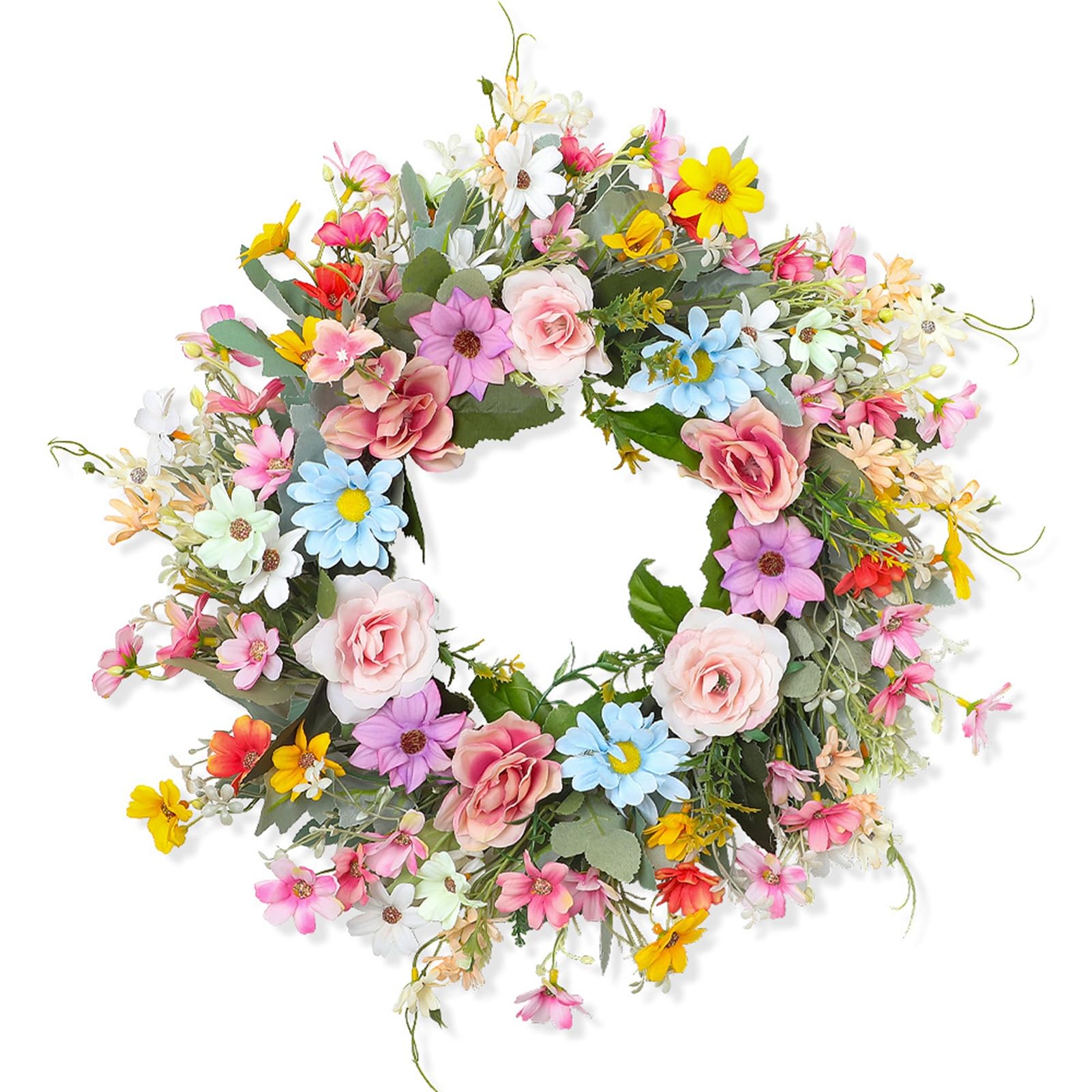 Fockety di Fiori Artificiali per Porta, Ghirlanda Primaverile 17 Pollici,