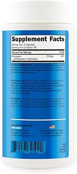 Type Zero Magnesium Glycinate (210mg) 180 Capsules, Gluten-Free, GMO-Free