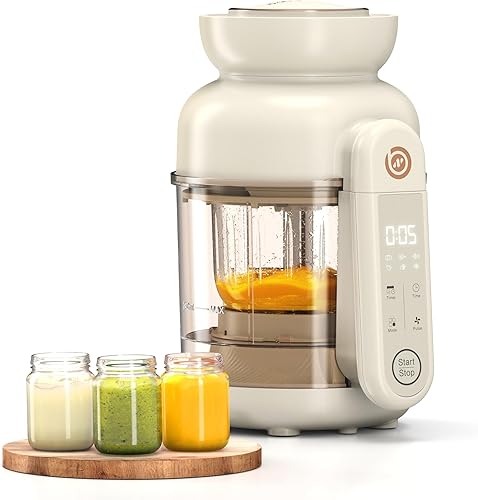 Máquina automática de alimentos para bebés, molinillo de alimentos de vidrio para bebés, licuadora y vaporera y máquina de puré con cocción