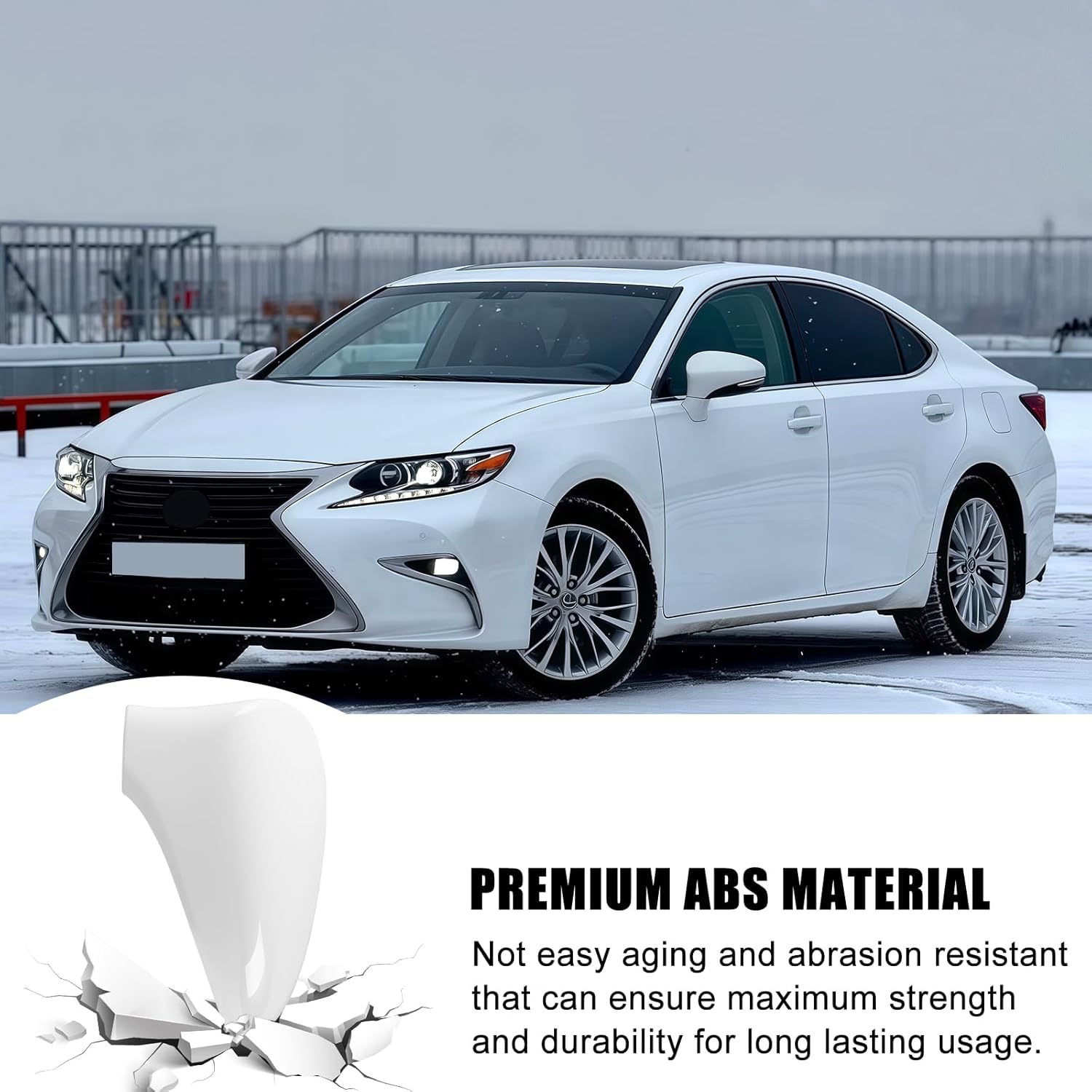 White Driver Side Mirror Cover Caps for 2013-2018 Lexus ES250 ES300h ES350, Directly Replace Style, Not Sticker