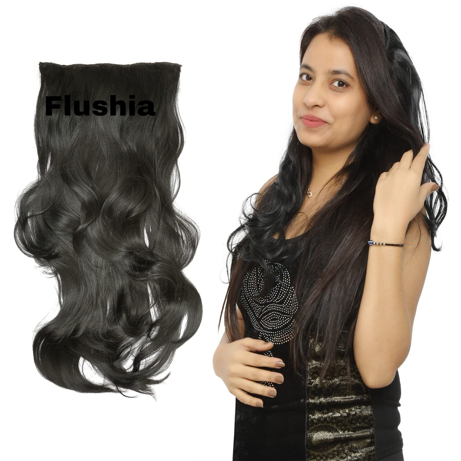Hair Extensions And Wigs Women's Step Cut Base Curly Hair 24 Inch| Curly/Wavy Hair Extensions | Clip in Long Wavy Synthetic Hair Extension (SHT1B) 24-26 Inch Natural Black.-image-33