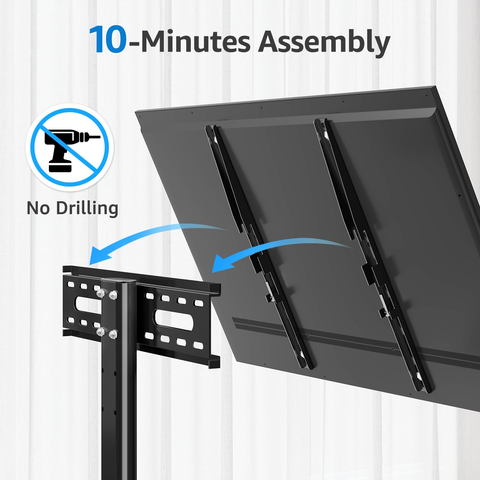 MONTUP Universal TV Stand for 24–60 Inch TV, Height Adjustable Table Top TV Stand Up to 40KG, Pedestal with Bracket Max VESA 400x400mm, EU1335 — view 7