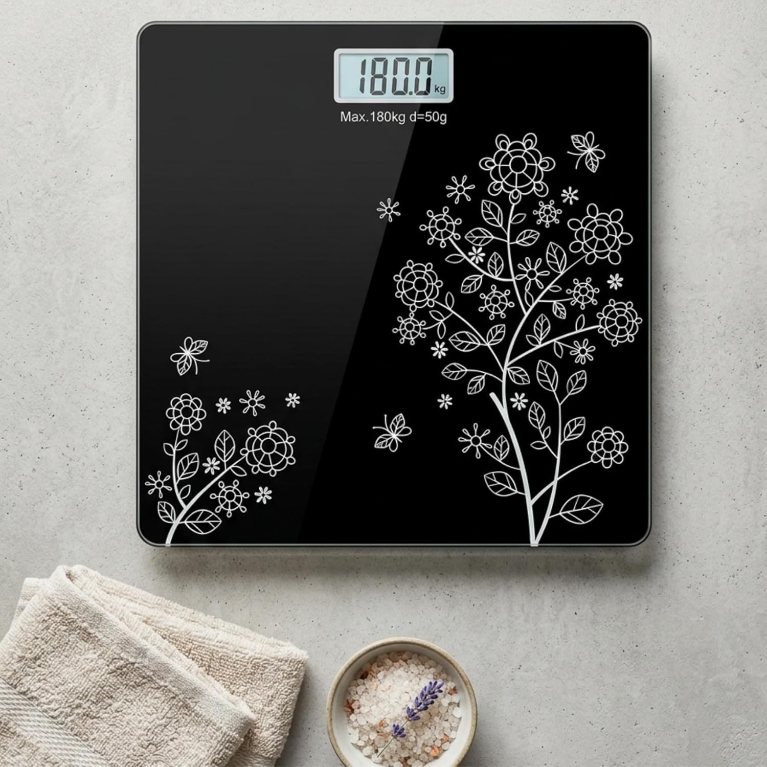 Digital Weighing Scale for Body Weight 180 Kg Capacity | High Precision Bathroom Weight Machine with LCD Display | Tempered Glass Electronic Personal Health Scale | Step-On Technology | Black-picture-47