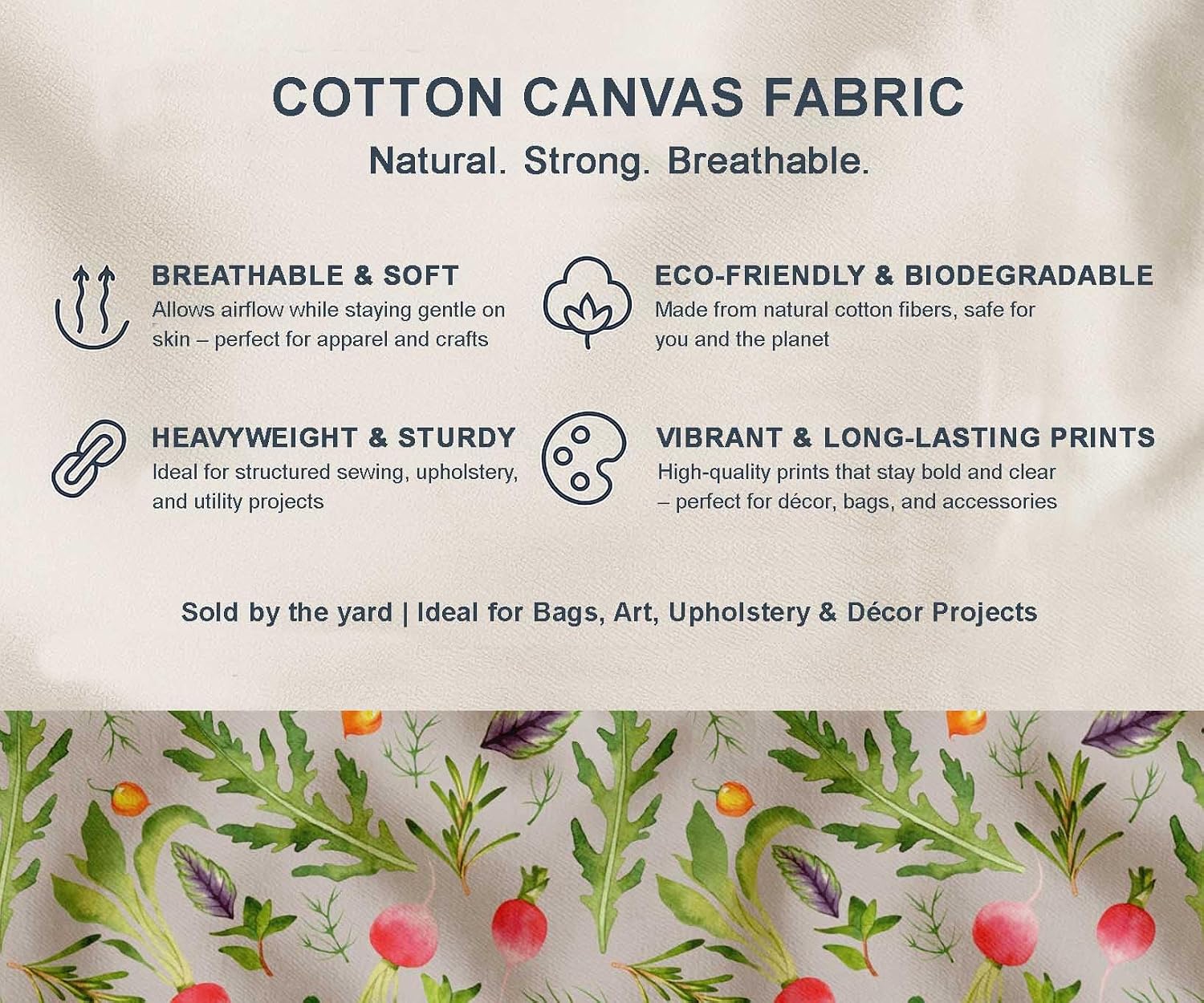 Soimoi Cotton Canvas Grey Fabric - by The Yard - 56 Inch Wide - Leaves, Turnip & Broccoli Vegetable Harvest Material - Fresh and Nutrient-Rich Patterns for Kitchen Decor Printed Fabric