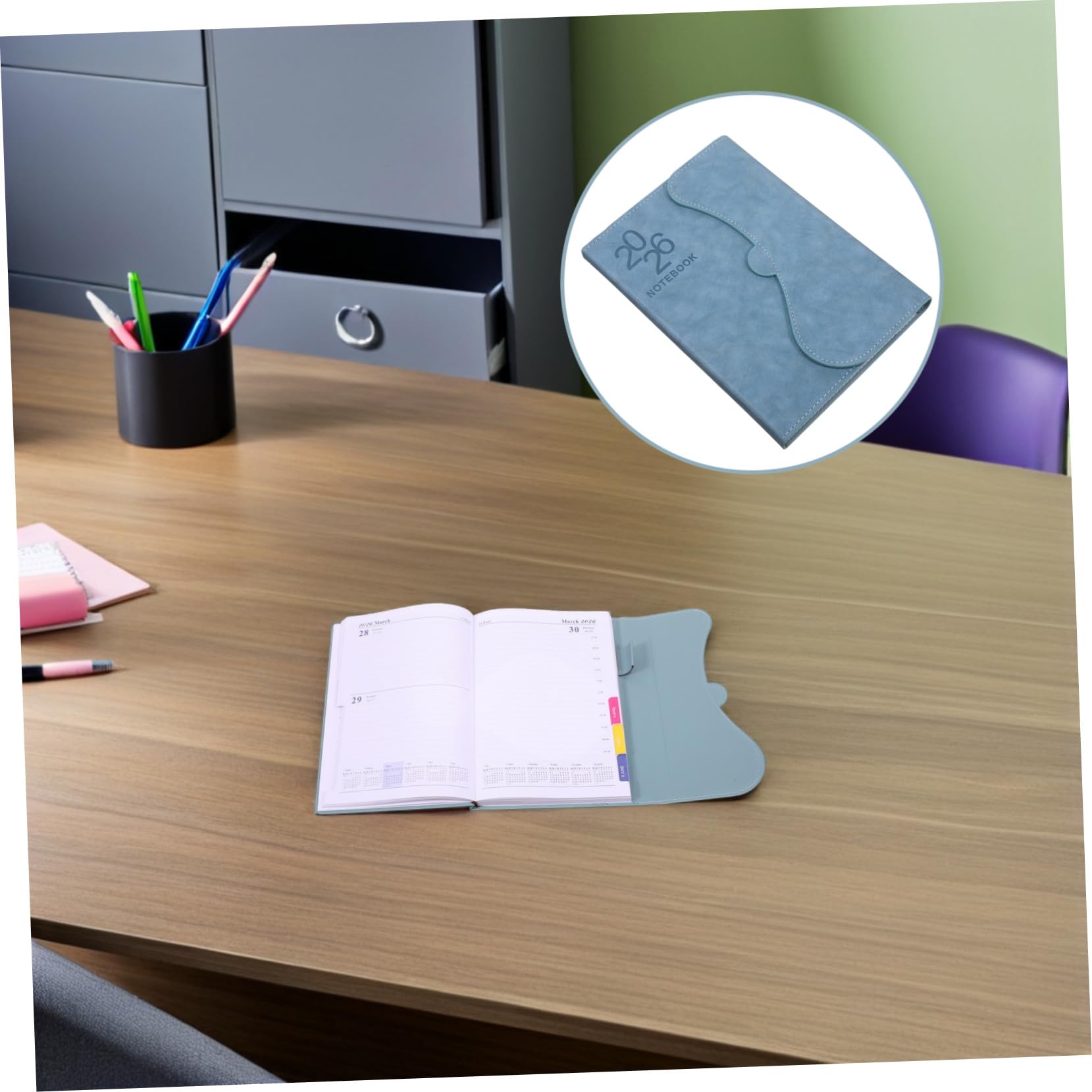 Planen Sie den Planungsrestrang Agenda Planer Zeitmanagementplaner Tagesplaner Büroplaner monatlicher Planerkalender Terminkalender Papier Sky-blue