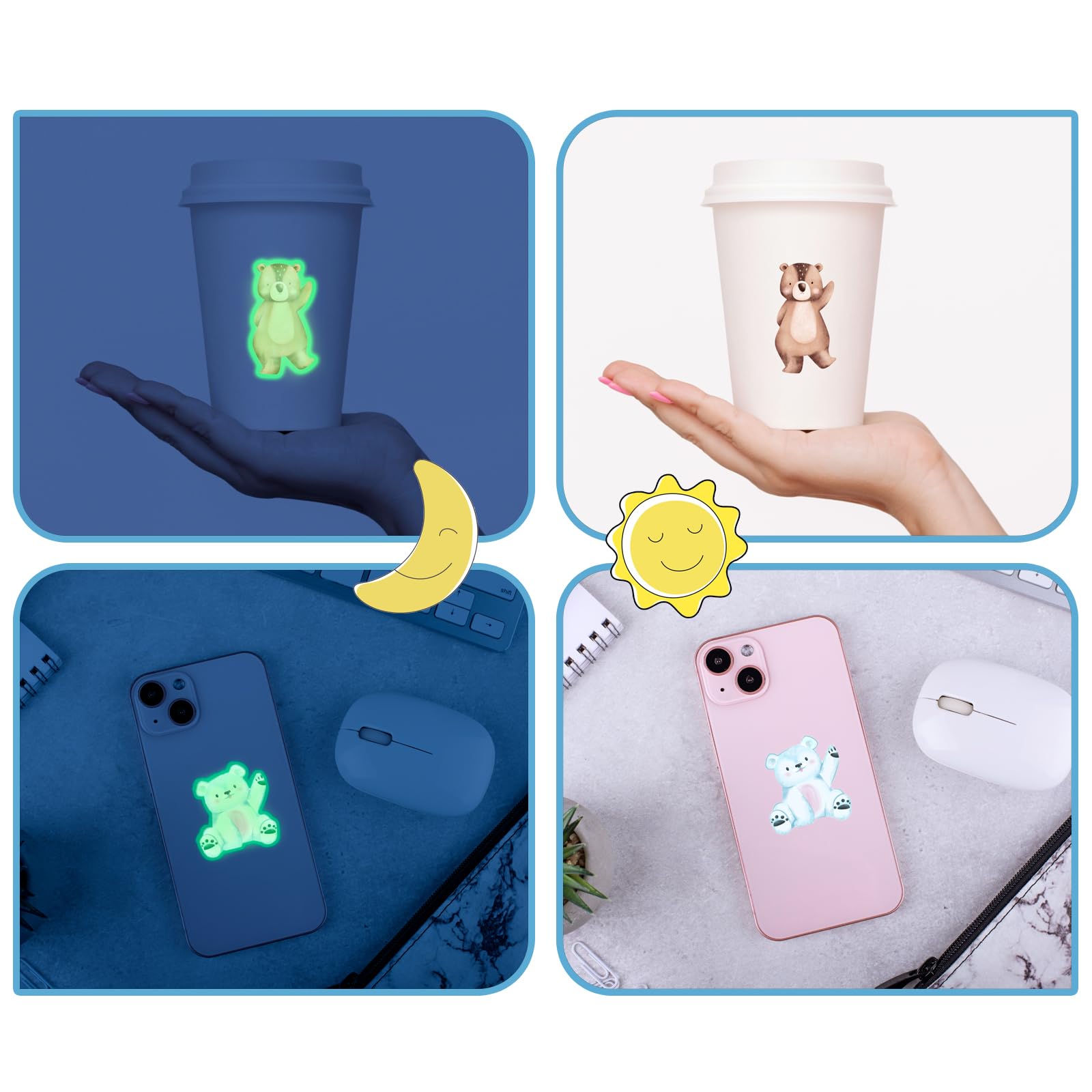 81 PCS Glow in The Dark Cute Animal Stickers for Kids, Waterproof Forest Animal Water Bottle Stickers for Kids, Stickers Animals Laptop Decals for Teens Girls Boys