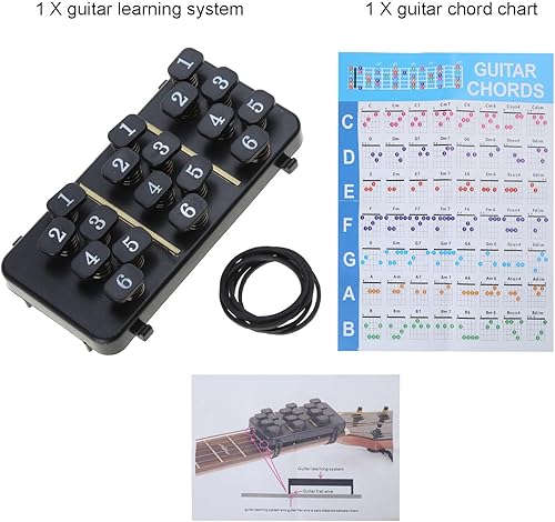 Miniatura 4 de Entrenador de acordes de guitarra, ayuda de enseñanza de dedos fácil de usar para guitarras acústicas de tamaño completo, sistema de aprendizaje