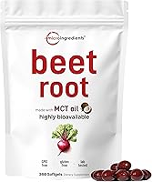 Micro Ingredients Beet Root Softgels 360ct with MCT Oil - Highly Bioavailable Super Beets Nitric Oxide Booster