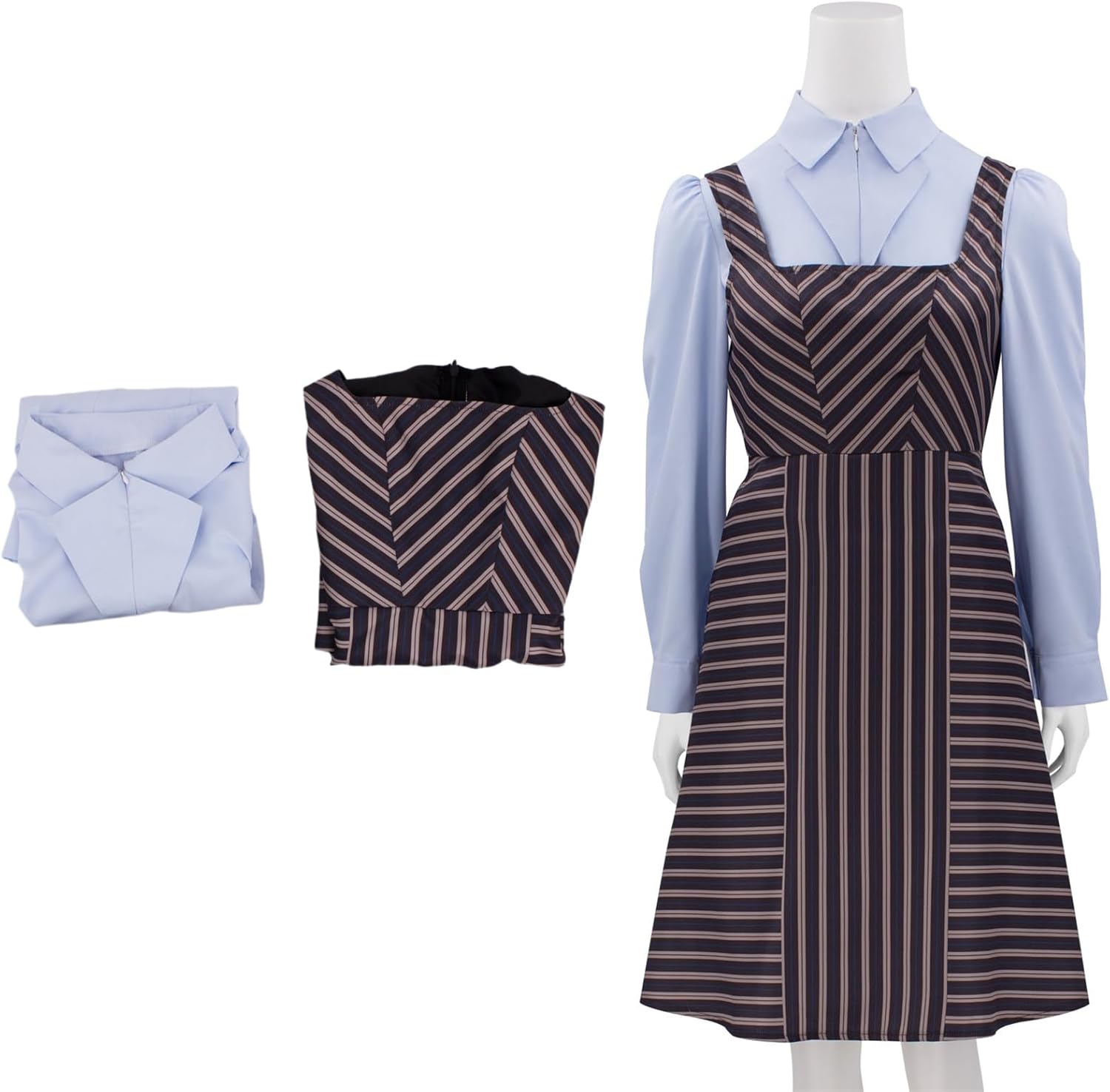 Yejue 2 Piece School Uniform Shirt Jumper Dress Striped Suit Retro Party Halloween Outfit