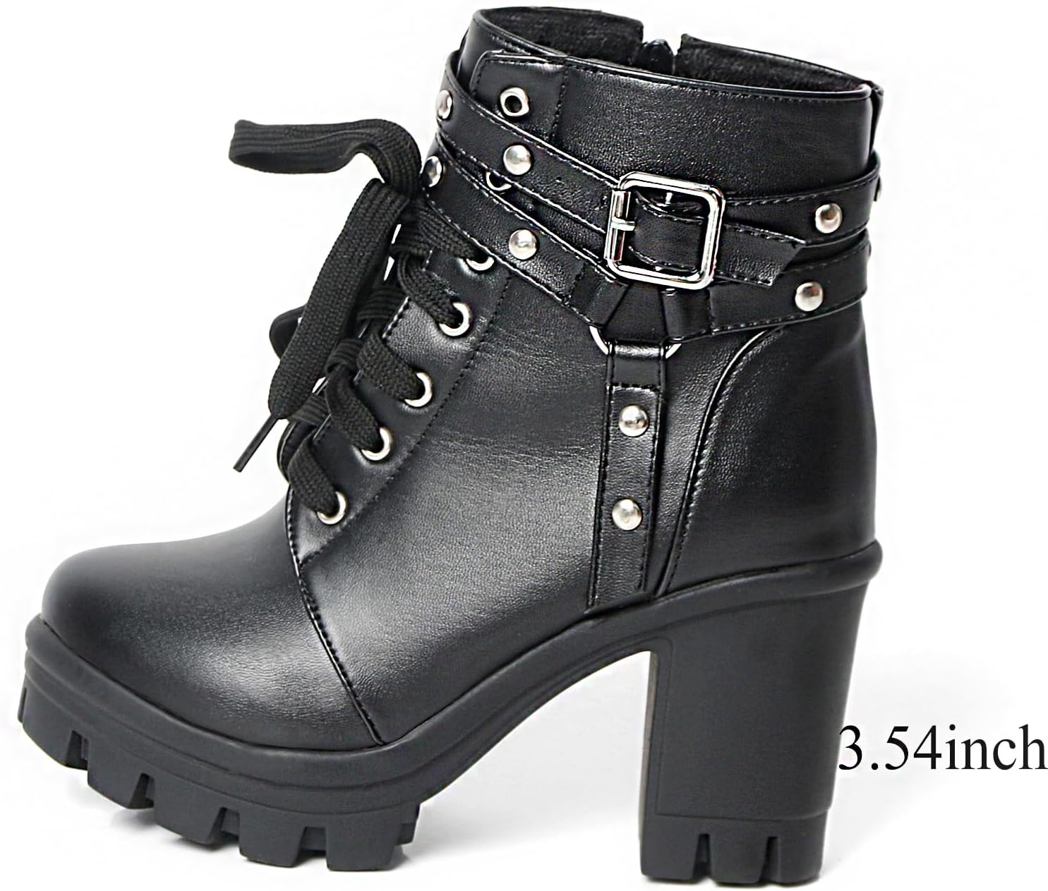 MEOTINA Goth Chunky Platform Boots for Women High Heel Black Ankle Booties Rivets Punk Combat Boot Shoes - Image 5