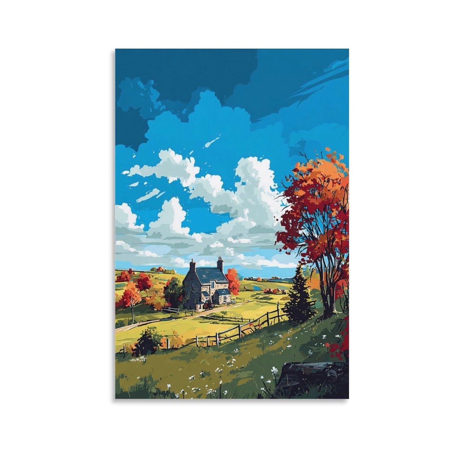 Chester County Poster 20x30inch(50x75cm) Vintage Watercolor Canvas Art