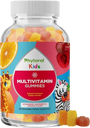Phytoral Gomitas multivitamínicas masticables para niños, vitaminas gomosas para apoyar el estado de ánimo, impulso de energía natural y apoyo