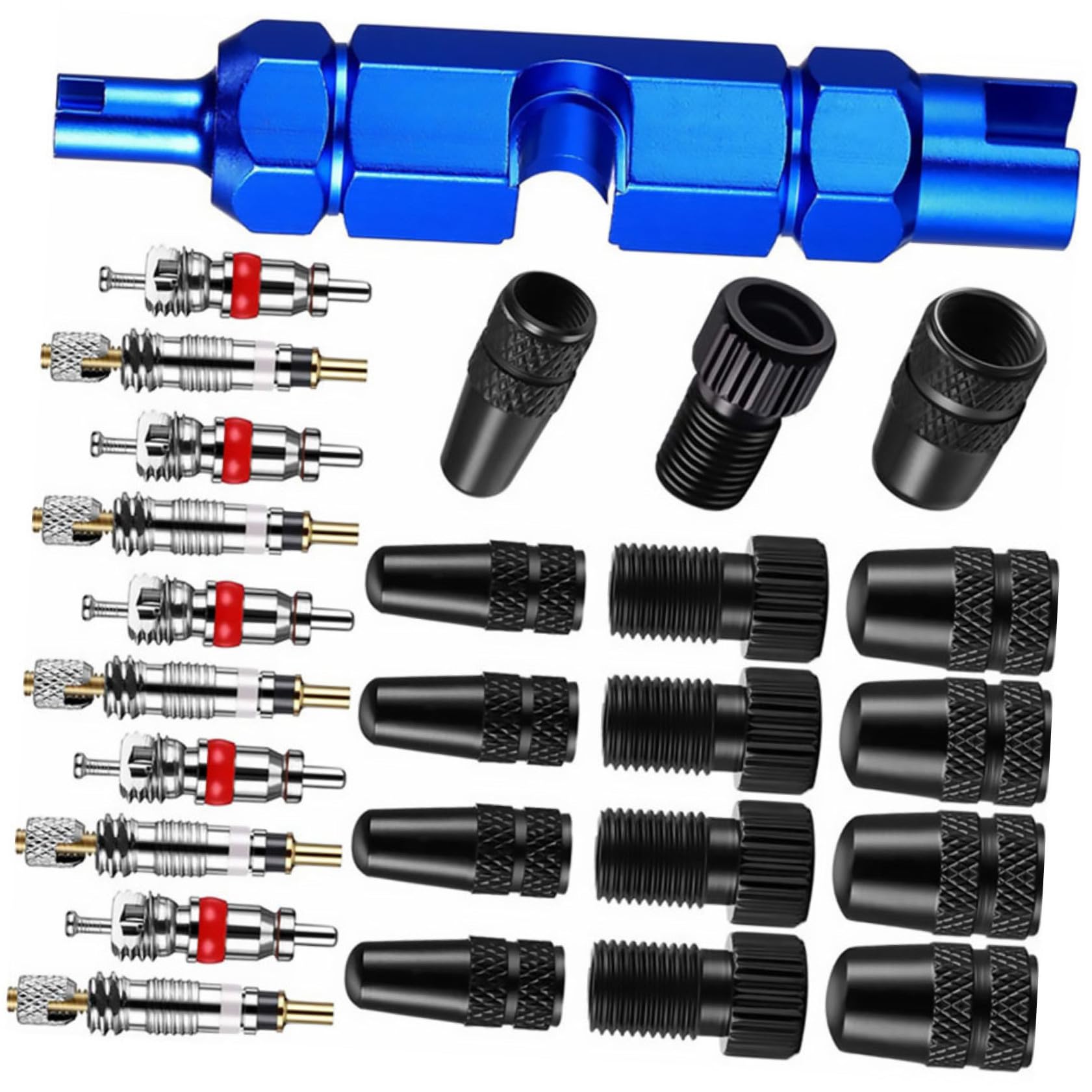 SOLUSTRE 3ensembles Kit De Outils De Réparation De Pneu Pour Vélo Démonte-cœur De Valve Avec Clé Pour Bicyclette Et Véhicules Équipés De Pneus à Air