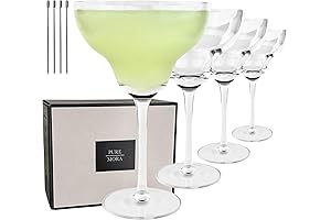 Copas para Margaritas de Vidrio - Set de 4 Vasos Modernos de...