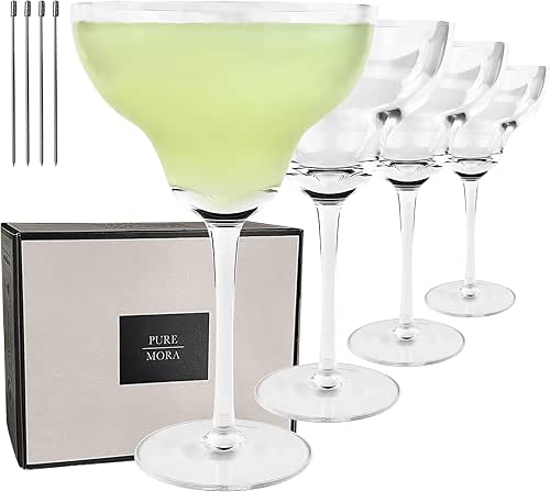 MORA PURE Margarita Glasses Set of 4, 12 oz Modern