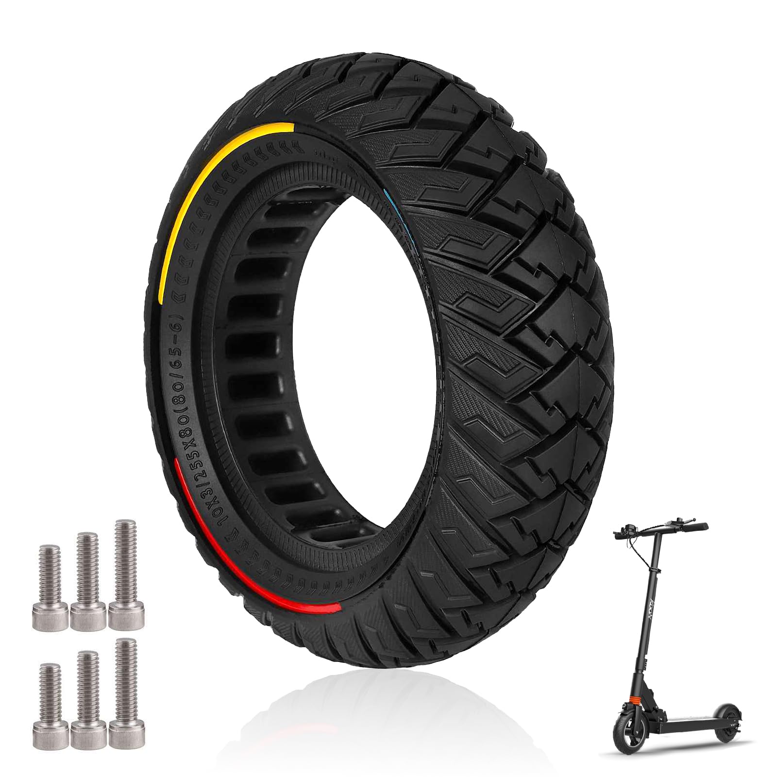 10x3 Pneu Plein pour Trottinette Electrique, 255x80(80/65-6) Roues de Trottinette pour Mantis 10/Zero 10X/Kukirin G3/Kaabo Wolf Warrior/Kugoo M4,10 Pouces Antidérapant/Anticrevaison Roues