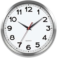 AYRELY 8 Inch Silent Metal Wall Clock - Modern Decorative Non-Ticking Analog Battery Operated for Kitchen Bedroom Office Bathroom