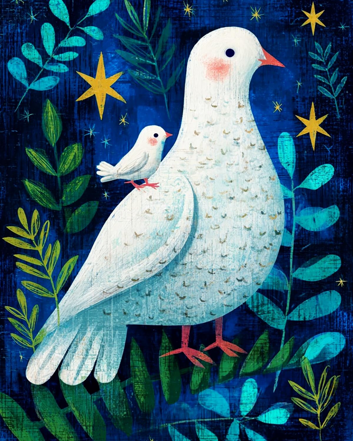 Liubaishi Multicolour Paint By Numbers For Adults, White Doves Under Starry Night, 16X20 Inch Linen Canvas With Acrylic Paints