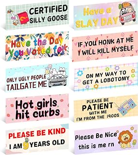 EARLFAMILY 10 PCS Funny Car Bumper Magnet Embarrassing Harmless Waterproof Bumper Decals Hot Girls Hit Curbs New Driver Please Be Patient Magnet for Truck Vehicle Adult Friends Couples 8.5x3.1 inch
