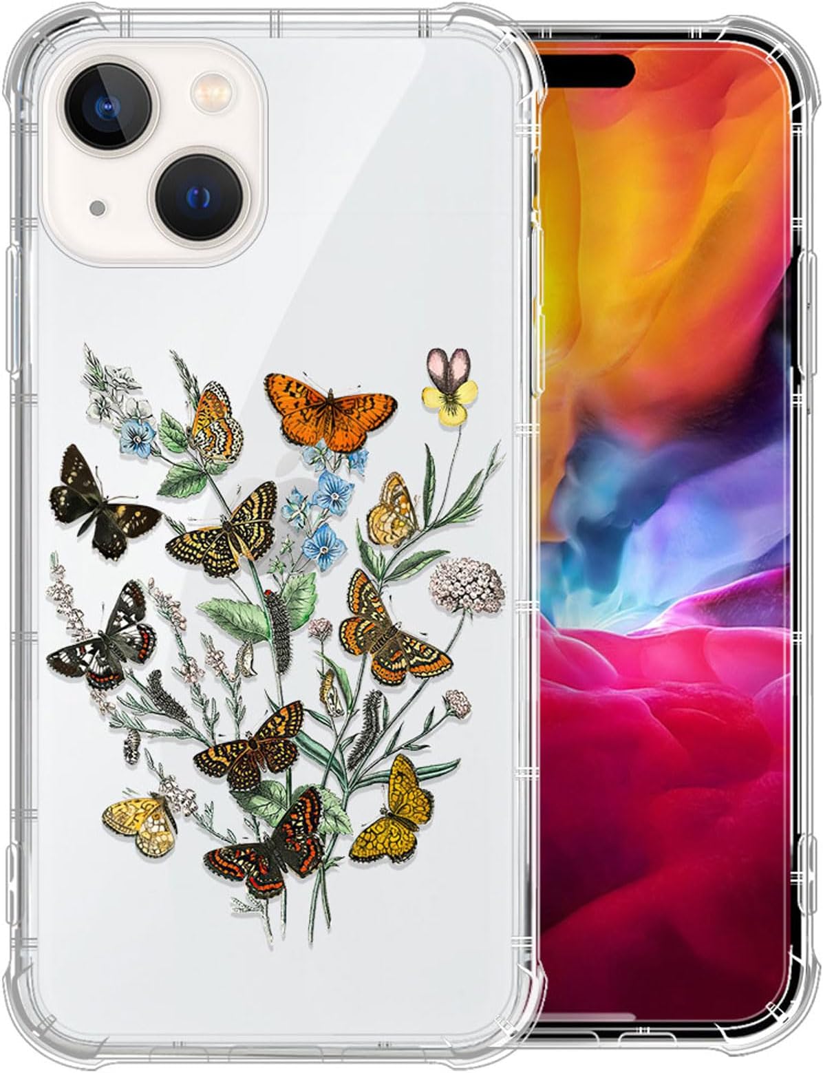 Yuning419Case Compatible with iPhone 15,Butterfly Clear Case for iPhone 15,Soft TPU Transparent Case Shockproof Protective Cover for iPhone 15 6.1 inch