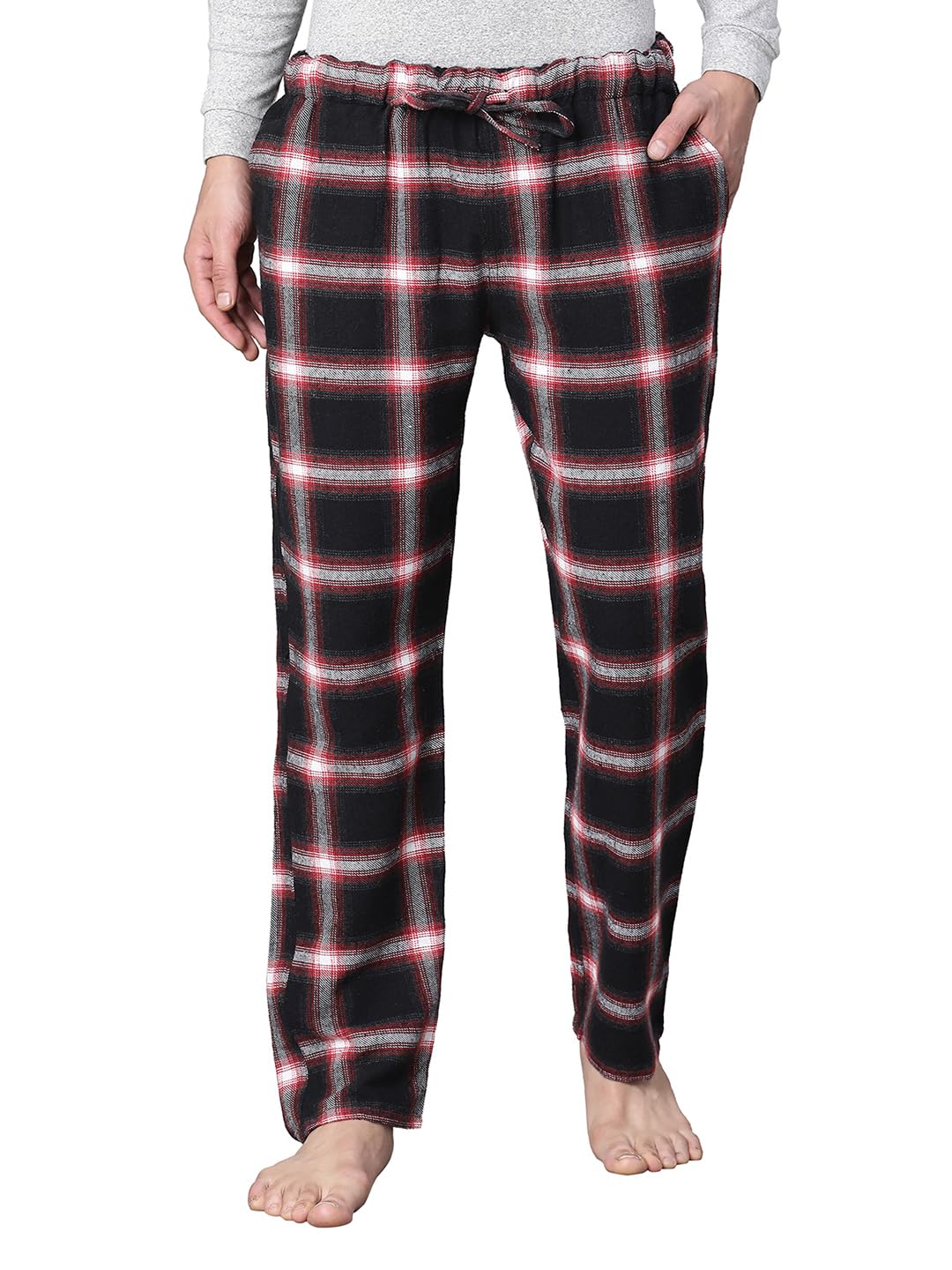 oxolloxo Men's Brush Check Elasticated Tie-Knotted Cotton Nightwear Pajama-picture-21