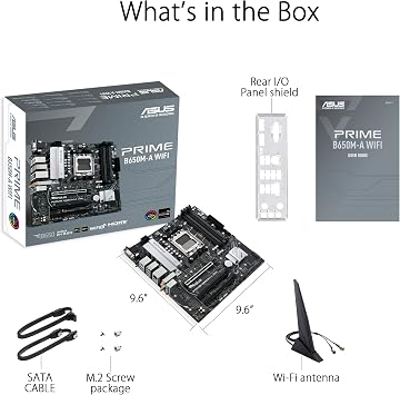 ASUS PRIME B650M-A WIFI AMD B650 AM5 DDR5 6400 DP HDMI VGA Dual M2 USB3.2 AX WiFi + BT AURA RGB 2.5Gbit LAN MATX ASUS 5X PROTECTION III, BIOS Flashback