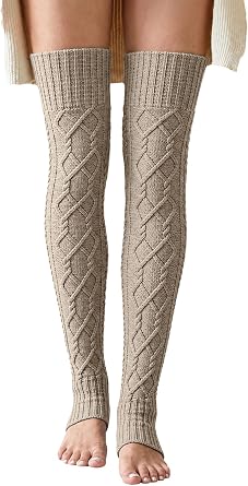 SherryDC Women Cable Knit Thigh High Leg Warmers Over The Knee Boot Socks