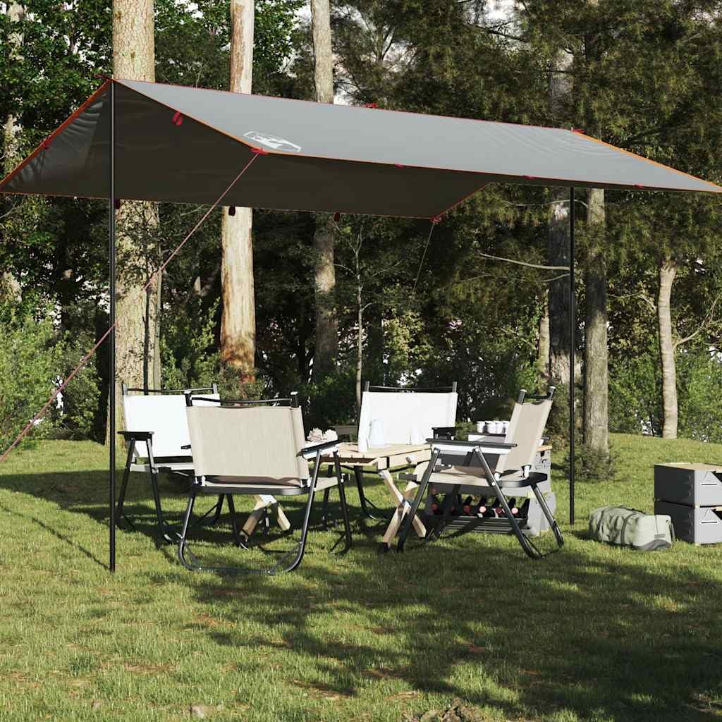 Telone da campeggio grigio e arancione, 400 x 294 cm, impermeabile, telo per tenda protezione solare per esterni, campeggio, escursionismo, amaca 94666