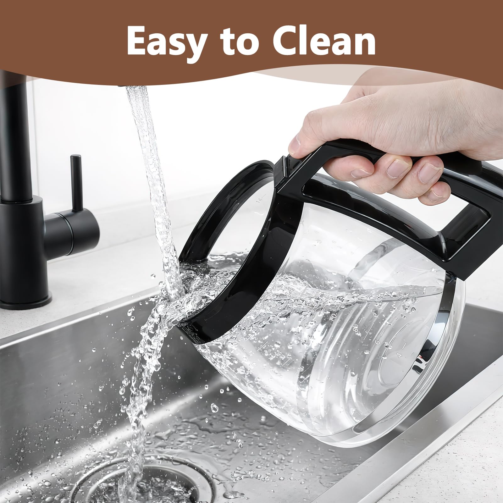 Carafe de rechange en verre avec poignée robuste pour cafetière DCC-220, DCC-2600, DCC-2800, DCC-3200P1, CBC-7000PC, CBC-7200PC, CBC-7400PC, DCC-1800FR