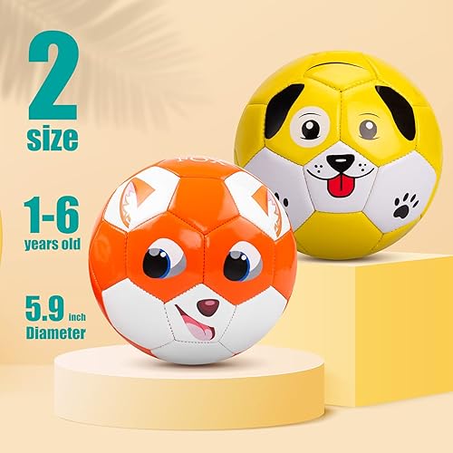 Miniatura 2 de Paokoo Paquete de 2 pelotas de fútbol de tamaño 2 para niños, pelotas de fútbol para niños con bomba, juguetes para patio trasero, césped,