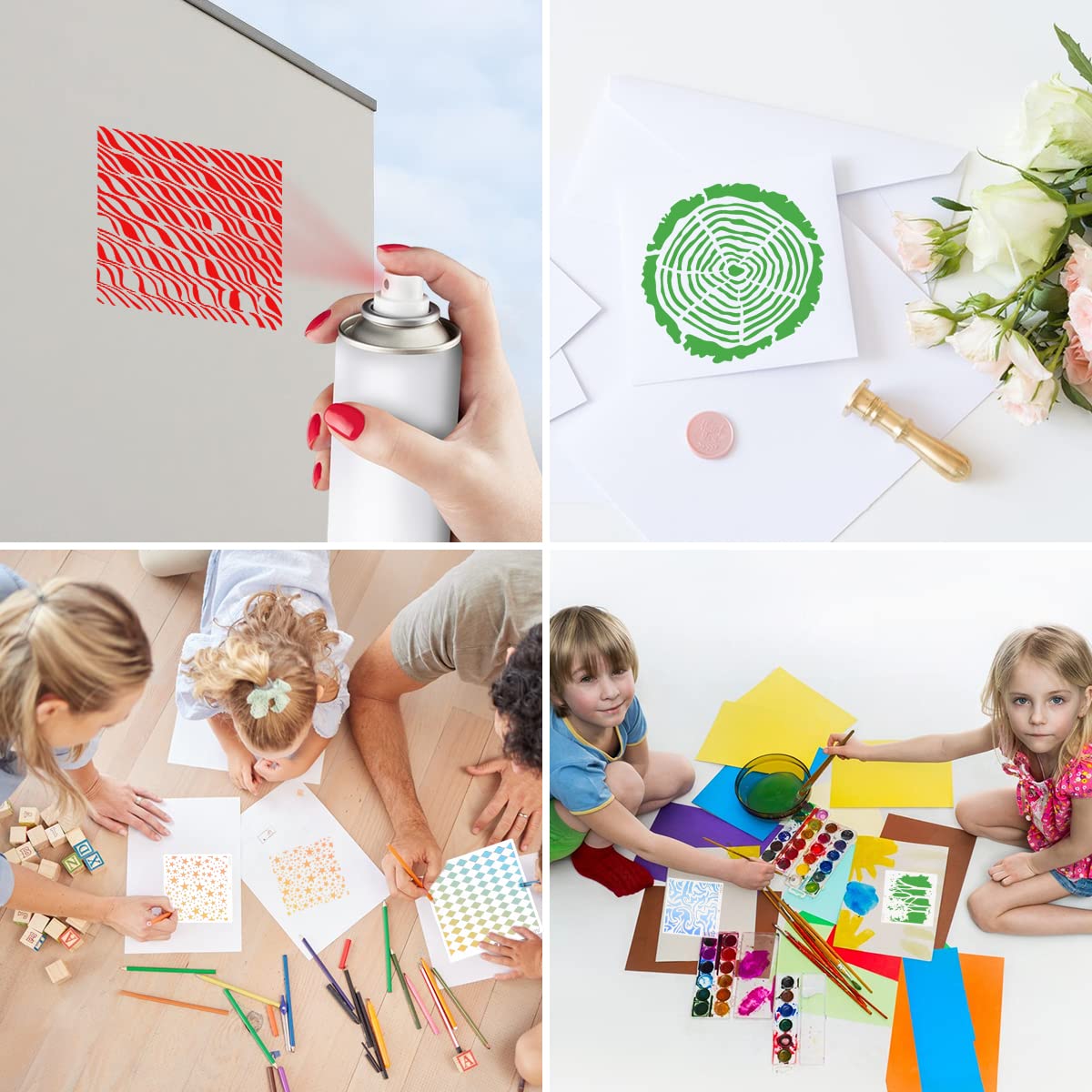 Lot De 16 Pochoirs Réutilisables Pour Peinture Sur Bois, Format A4, 29 Cm, Motif Paysage, Animaux, Personnes, Dessin, Art, Scrapbooking, Décoration Murale