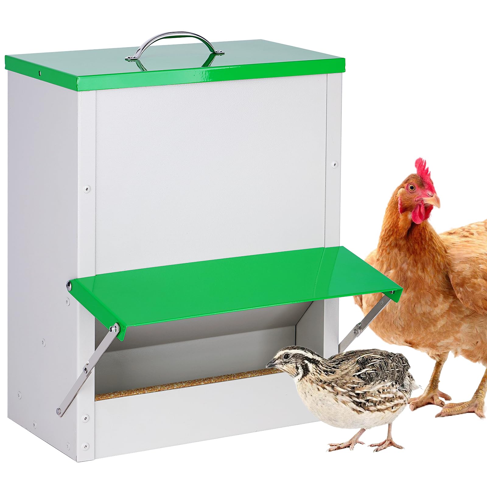 Comedero para Pollos, Alimentador Automático para Aves de Corral, 11KG Comida para Patos con Tapa Comedero para Aves de Corral a Prueba de Lluvia Apto para Pollos Patos Pavos