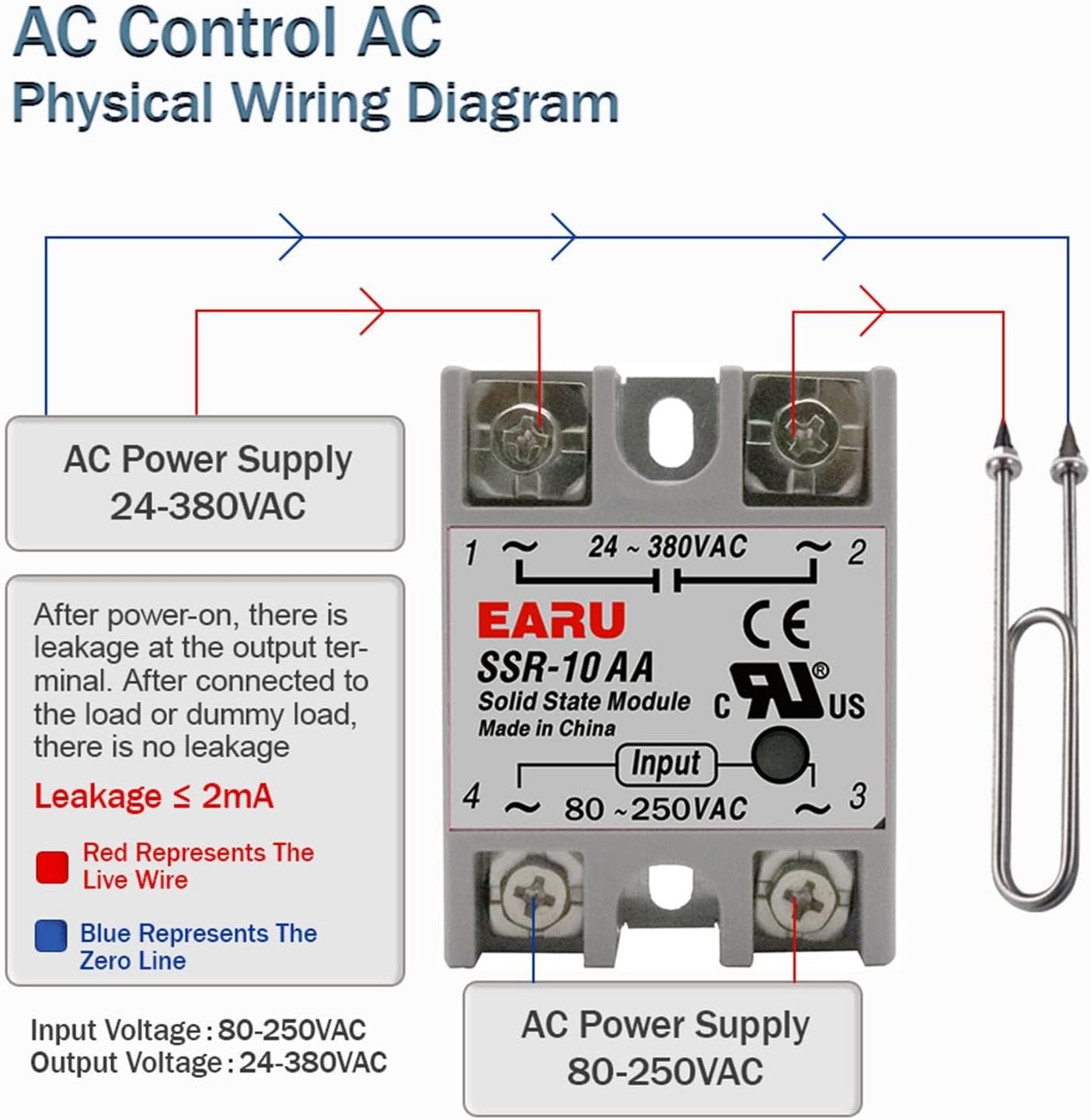 SSR-60DA SSR-80DA SSR-100DA SSR-60AA SSR-60DD SSR 60A 80A 100A DD DA AA Solid State Relay Module for PID Temperature Control(Aa,SSR-80A)