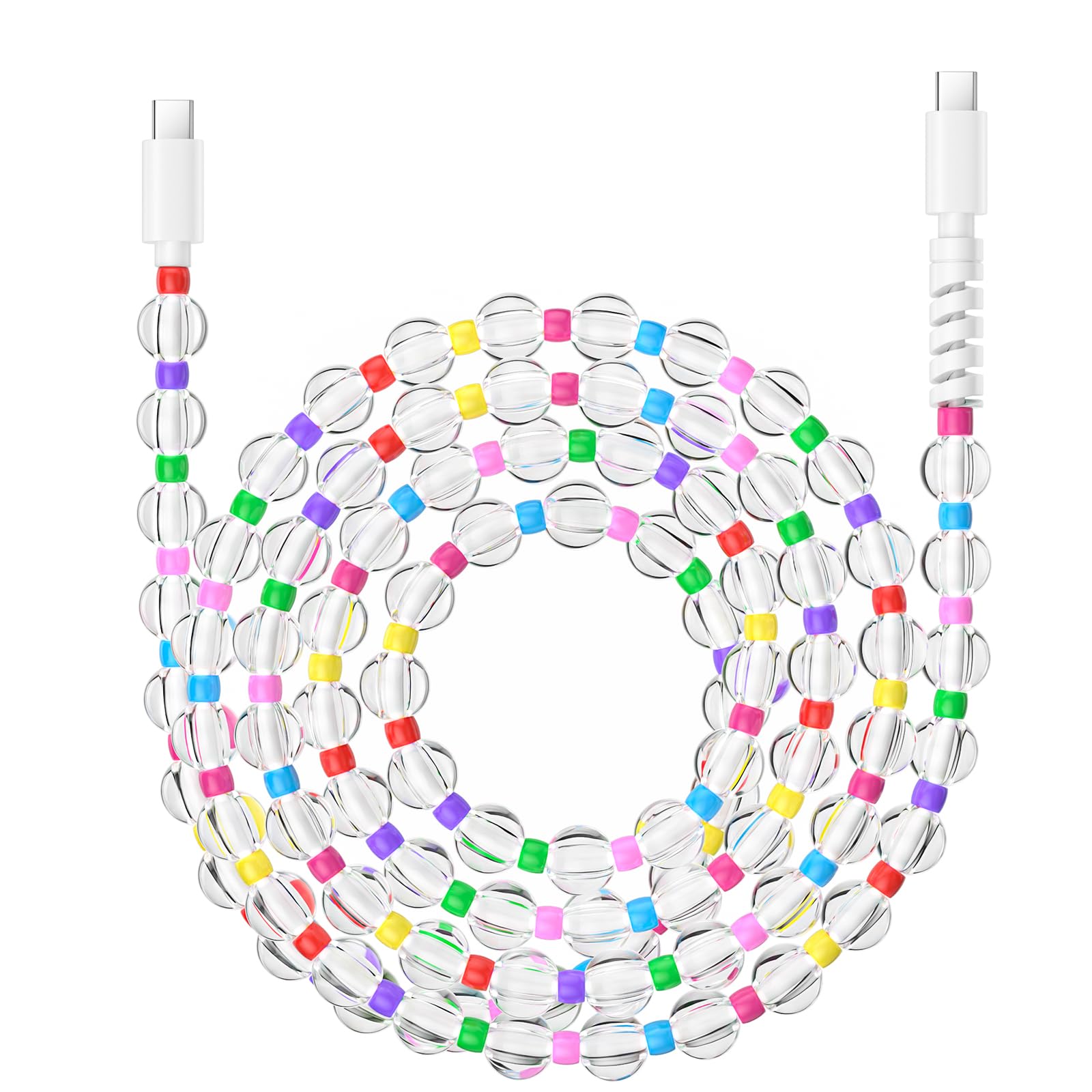 Aolcev USB C Cable 66W Fast USB to USB C Charging Cable 6.6FT/2M Cute Beaded for iPhone Charger Pearl USB Type C Charger Cord for iPhone 17 16 Pro/16