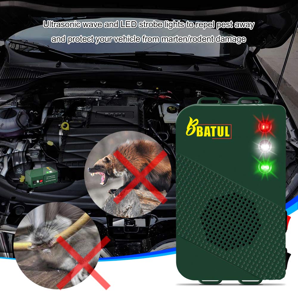 Marderscheuche Marderabwehr Batteriebetrieb mit Ultraschall und Blitzlicht Marderschreck für Auto Dach Garage Werkstatt usw.