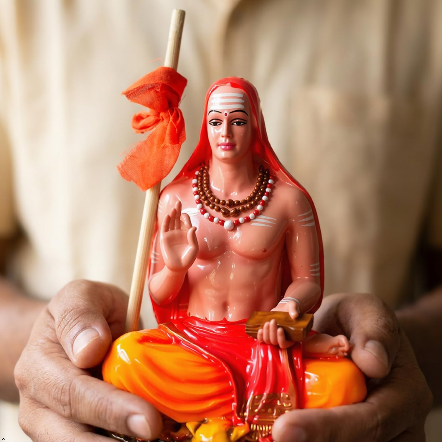 Adi Sankara/Sankaracharya Idol – 16 CM Colorful Polyresin Statue for Pooja Mandir, Home Temple & Spiritual Décor-image-6