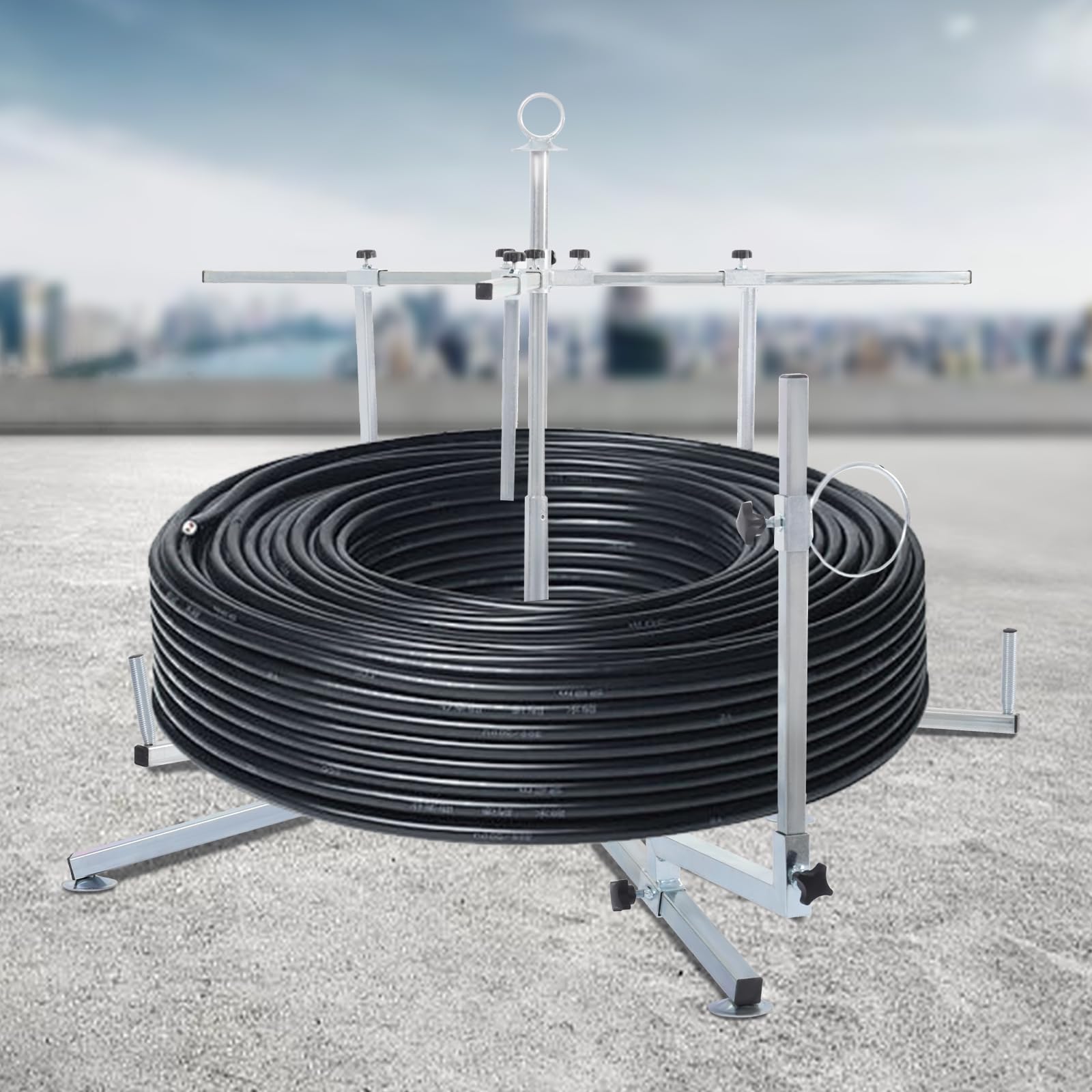 Enrollador de tubos para calefacción por suelo radiante, 600 m, diámetro ajustable, alta carga, para PEX, PERT, PE, máx. 200 kg, enrollador de tubos con bolsa de transporte