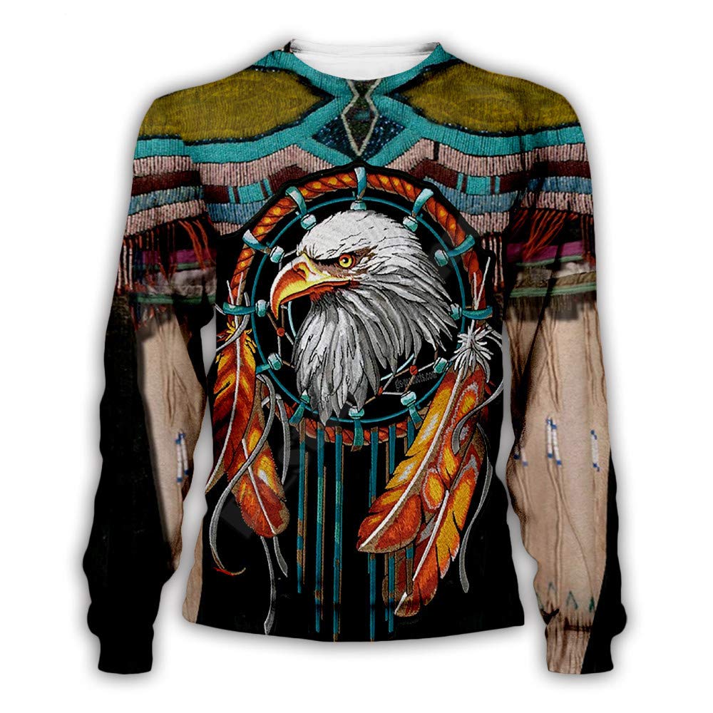 oneforus Men and Women 3D Print Native American Indian Sweatshirts Pullover Ethnic Totem Patterns Long Sleeves Sweatshirt Top