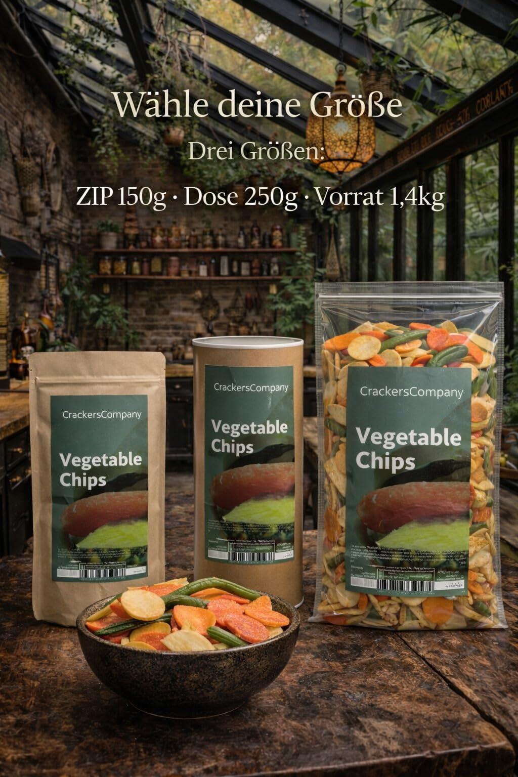 1 x 1.4kg Gemüsechips bunte Gemüsemischung aus Süßkartoffel Kürbis Karotte Taro Bohne fettarm vegetarisch vegan glutenfrei laktosefrei Premium Qualität