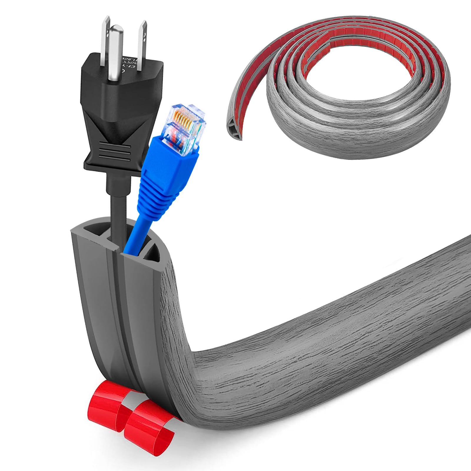 Pasacables Suelo, Canaleta Cables Suelo, 3.0M x2cm Protector de Cables para Suelo, Cubiertas de Suelo para Cables Autoadhesiva Montaje para Todos los Hogar, Oficina, Escuela,Almacén(Blanco-Redondeado) — view 33