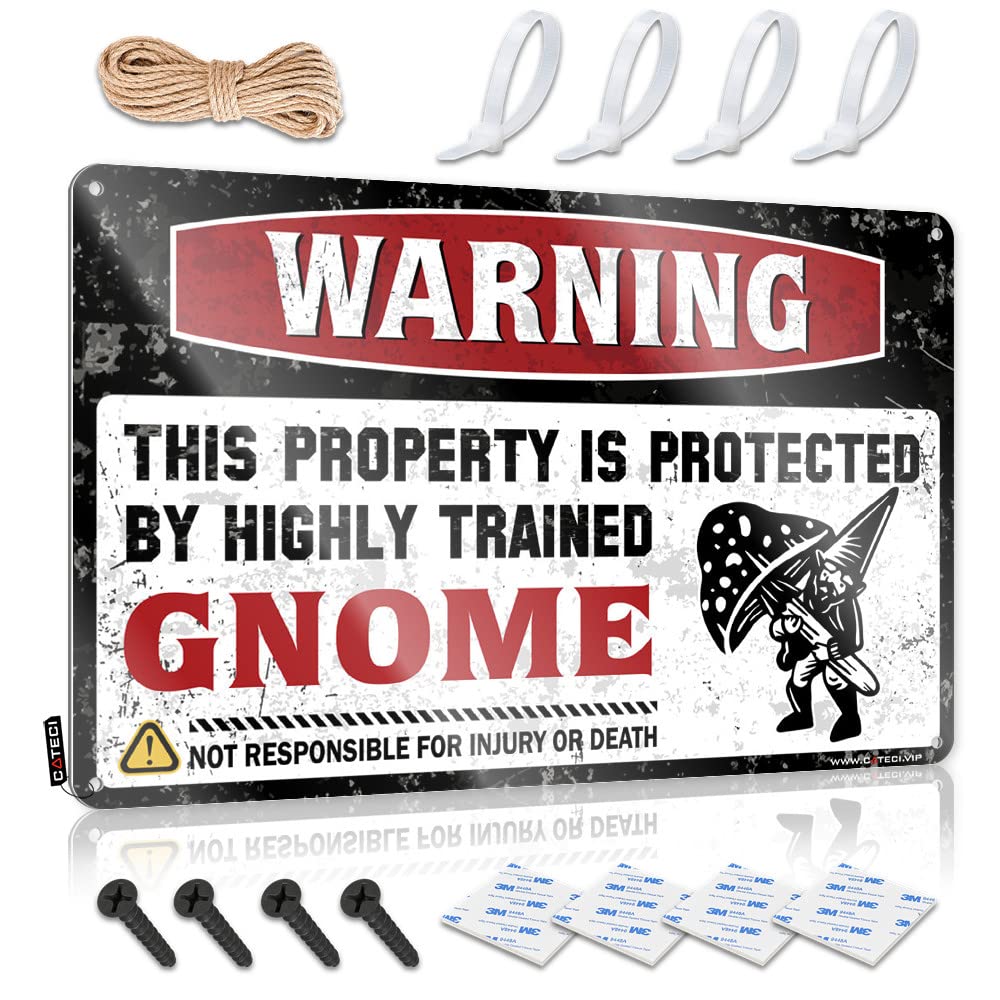 Tin Metal Bar Signs Warning This Property Is Protected By A Highly Trained Gnome Tin Sign Stuff For Boys Room Stuff For Boys Room(30X40CM)
