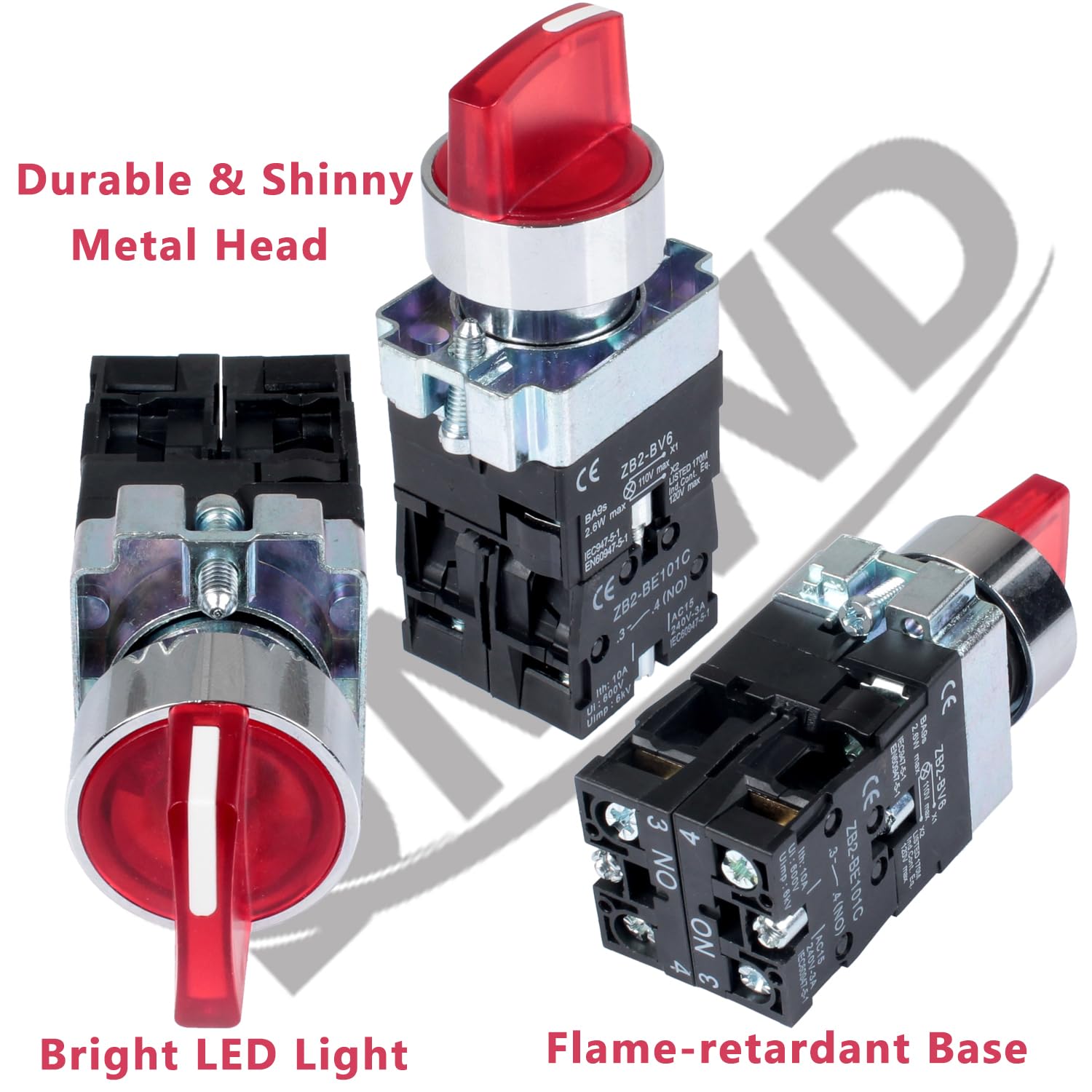 Rotary Switch 22mm Round Rotary Selector Switch ON-OFF 2 Positions NC 2 ...